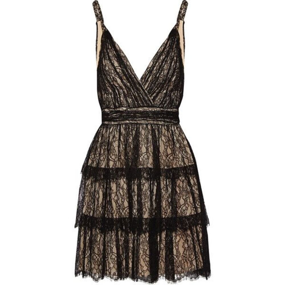 Alice + Olivia Lace Olive Tiered Mini Dress - Picture 2 of 11